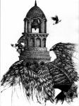 ambiguous_gender feathered_wings feathers group membrane_(anatomy) membranous_wings simple_background white_background wings jpropain dark_souls fromsoftware bell_gargoyle gargoyle monster absurd_res detailed greyscale hi_res monochrome