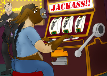 belly braying bridle casino clothing despair feral forced forced_transformation fur fur_growth gambling gambling_problem game_over gameplay_mechanics growth hee_haw hooves loser male mane slave solo species_transformation tail tail_growth torn_clothing transformation hawkin transformaytion transformaytion2026 asinus donkey equid equine human mammal absurd_res hi_res