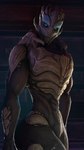 blue_eyes bodypaint face_paint female glistening glistening_body glowing glowing_eyes inside looking_aside nude pupils slit_pupils solo standing raik_arglack bioware electronic_arts mass_effect alien turian 3d_(artwork) 4k 9:16 absurd_res digital_media_(artwork) hi_res