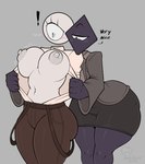 1_eye 5_fingers areola bedroom_eyes big_breasts black_body black_bottomwear black_clothing black_eyes black_skin black_skirt blush bottomwear breast_size_difference breasts brown_bottomwear brown_clothing brown_pants butt butt_size_difference clothed clothed_female clothed_humanoid clothing duo exclamation_point eyelashes female female/female female_humanoid fingers floating_head for_a_head gasp glistening glistening_areola glistening_eyelids glistening_nipples glistening_thighs grey_areola grey_background grey_blush grey_body grey_clothing grey_nipples grey_skin leaning leaning_forward looking_at_another looking_at_another's_breasts looking_at_breasts looking_at_own_breasts looking_at_self looking_down looking_down_at_breasts mouthless narrowed_eyes navel nipples no_bra not_furry onomatopoeia pants pink_blush seductive simple_background skirt sound_effects standing surprised surprised_expression surprised_eyes tan_clothing text thick_thighs undressing undressing_another wide_hipped_female wide_hipped_humanoid wide_hips mehdrawings prisma_(fr0gv0re) humanoid object_head shape_head 2025 absurd_res digital_drawing_(artwork) digital_media_(artwork) english_text hi_res