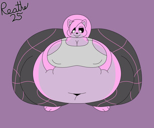 anthro belly belly_overhang belly_squish big_belly big_breasts big_butt big_tail black_bottomwear black_clothing black_nose black_pants black_sclera black_yoga_pants bottomwear bra breasts buckteeth butt chubby_cheeks clothing deep_navel female front_view grey_body grey_bra grey_clothing grey_inner_ear grey_sports_bra grey_underwear hair hand_on_belly hand_on_own_belly huge_belly huge_breasts huge_butt huge_thighs hyper hyper_belly hyper_breasts hyper_butt hyper_thighs looking_down looking_down_at_self morbidly_obese morbidly_obese_anthro morbidly_obese_female multicolored_body navel nipple_outline obese obese_anthro obese_female overweight overweight_anthro overweight_female pants pattern_bottomwear pattern_clothing pattern_pants pink_background pink_body pink_ears pink_hair shortstack simple_background smile solo sports_bra squish tail teeth thick_thighs tight_clothing two_tone_body underwear white_eyes yoga_pants reathe susie_(reathe) mammal rodent sciurid tree_squirrel 2025 6:5 absurd_res colored digital_media_(artwork) flat_colors hi_res signature