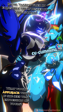 abdominal_bulge abs ahegao all_fours animal_genitalia animal_penis anthro balls big_breasts big_clitoris big_penis blue_body blue_eyes blue_nipples bodily_fluids breast_milking breasts clitoris cosmic_flesh cosmic_hair cum cum_in_vagina cum_inside cum_on_leg dark_body dark_nipples dialogue dripping duo equine_genitalia equine_penis ethereal_hair feet female genital_fluids genitals glistening glistening_body glistening_breasts glistening_eyes hair hand_on_breast huge_breasts huge_penis lactating looking_pleasured milk milk_drip multicolored_hair multicolored_tail muscular muscular_female muscular_legs nipples penetration penis precum precum_drip purple_body purple_tongue rainbow_hair rainbow_tail saliva saliva_on_tongue saliva_string smile spread_legs spreading sweat sweatdrop sweaty_body sweaty_breasts sweaty_legs tail teeth text thick_thighs tongue vaginal vaginal_penetration wings satoxica friendship_is_magic hasbro my_little_pony princess_luna_(mlp) rainbow_dash_(mlp) equid equine horse mammal pony 9:16 digital_media_(artwork) english_text hi_res