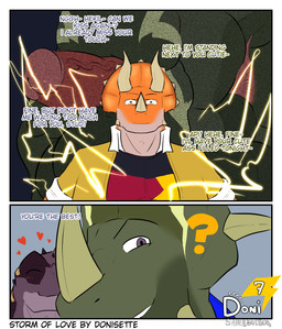 angry anthro anus balls bone_frill cuddling duo electricity electricity_manipulation elemental_manipulation flashback frill_(anatomy) genitals heart_symbol horn male male/male penis question_mark shocked text thunder donisette dinosaur_king_(series) api_(donisette) chomp_(dinosaur_king) hekil_(donisette) centrosaurine ceratopsian ceratopsid chasmosaurine daspletosaurus dinosaur marginocephalian ornithischian prehistoric_species reptile saurischian scalie styracosaurus theropod triceratops tyrannosaurid tyrannosauroid absurd_res comic english_text hi_res
