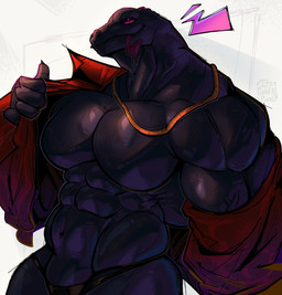 abs anthro biceps black_body black_scales clothing male muscular muscular_anthro muscular_male pecs scales solo tongue tongue_out underwear its_coldpizza epic_games fortnite thunder_(fortnite) komodo_dragon lizard monitor_lizard reptile scalie absurd_res hi_res