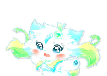 anthro blue_ears blue_eyes blush chibi clothed clothing daww female fur green_body green_fur kemono musical_note musical_symbol open_mouth open_smile semi-anthro simple_background smile solo symbol white_background white_body white_fur deaic mammal 2017 absurd_res digital_media_(artwork) hi_res