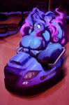 antennae_(anatomy) arcade big_breasts blue_body blue_hair blue_skin blush breasts bumper_cars clothed clothing female hair huge_breasts humor multicolored_hair not_furry purple_hair solo two_tone_hair riendonut mirabelle alien humanoid 2017