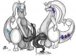 anthro balls big_balls big_penis bodily_fluids cum duo genital_fluids genitals huge_balls huge_penis long_penis male male/male penis prehensile_penis tail kizzneth_(artist) nintendo pokemon generation_6_pokemon goodra pokemon_(species) digital_media_(artwork) full-length_portrait portrait