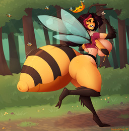 2_toes 4_arms antennae_(anatomy) arthropod_abdomen arthropod_abdomen_genitalia big_breasts big_butt bite biting_lip black_lips black_sclera blush bodily_fluids breast_squish breasts butt crown feet female female_focus food forest genitals group headgear honey_(food) huge_breasts huge_butt huge_thighs human_to_humanoid insect_wings lactating lactating_honey lips multi_arm multi_limb plant small_waist solo_focus species_transformation squish thick_thighs toes transformation tree unusual_bodily_fluids unusual_lactation wings yellow_body yellow_eyes unidentified-tf thorne_(unidentified-tf) animal_humanoid arthropod arthropod_humanoid bee bee_humanoid humanoid hymenopteran hymenopteran_humanoid insect insect_humanoid absurd_res hi_res