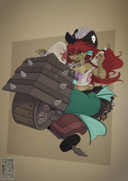 anthro bottle breasts brown_body brown_fur buckteeth clothing container female feral fin fur green_body green_scales group hair jewelry long_hair multicolored_body necklace pirate_hat red_eyes red_hair scales scooter solo_focus split_form starfish_(accessory) starfish_bra tail tail_fin teeth translucent translucent_clothing translucent_topwear two_tone_body yawg warhammer_(franchise) shanks_(yawg) amphibian aquatic arthropod asterozoan crab crustacean decapod echinoderm malacostracan mammal merfolk murid murine rat rodent salamander skaven starfish 2025 hi_res