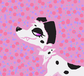black_ears black_nose black_spots closed_smile dotted_background female feral floppy_ears folded_ears fur markings mouth_closed open_mouth open_smile pattern_background side_view simple_background smile solo spots spotted_body spotted_fur toony white_body white_fur demensa canid canine canis dalmatian domestic_dog mammal 2025 digital_media_(artwork) half-length_portrait hi_res portrait