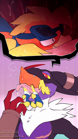ambiguous_gender anthro bodily_fluids duo eyewear feet feral goggles inside_mouth internal licking male mawplay saliva saliva_string shaking tongue trembling vore vogold nintendo pokemon fuego_nugget avian generation_3_pokemon generation_6_pokemon noivern pokemon_(species) torchic 9:16 absurd_res hi_res