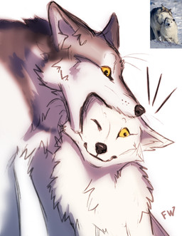 black_nose comparison feral fur photo simple_background white_background white_body white_fur flashw canid canine canis mammal wolf 2021 digital_drawing_(artwork) digital_media_(artwork)