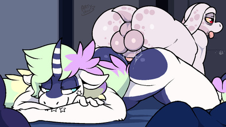 anal anal_penetration animal_genitalia anthro anthro_on_anthro anthro_penetrated anthro_penetrating anthro_penetrating_anthro anus auranura backsack ball_slap balls balls_deep big_butt blush bodily_fluids bouncing_balls butt cum cum_inside duo equine_genitalia erection femboy fur genital_fluids genitals hair horn humanoid_genitalia looking_back male male/male male_penetrated male_penetrating male_penetrating_male multicolored_hair nude penetration penile penile_penetration penis romantic romantic_couple sex simple_background slap slightly_chubby smile tail white_body arty_the_frog mythology nintendo pokemon arty_stu_(fursona) cassius_nova equid equine galarian_form galarian_ponyta generation_8_pokemon horse mammal mythological_creature mythological_equine pokemon_(species) qsiti regional_form_(pokemon) unicorn animated digital_media_(artwork)