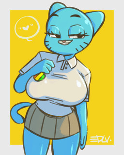 anthro bedroom_eyes big_breasts blue_body blue_fur breasts clothed clothing female fur huge_breasts mature_anthro mature_female narrowed_eyes seductive simple_background smile solo edalv cartoon_network the_amazing_world_of_gumball nicole_watterson domestic_cat felid feline felis mammal 2026 4:5 hi_res
