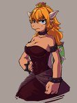 anthro clothing crossgender crown female handwear headgear human_skin human_skin_color humanoid_pointy_ears mtf_crossgender neck_ring pale_skin pointy_ears snout solo super_crown kblankii bowsette_meme mario_bros nintendo bowser demon monster reptile scalie turtle 3:4 hi_res meme