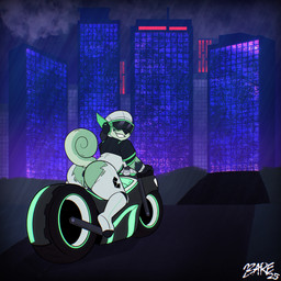 anthro anus city cityscape clothing curled_tail detailed_background driving female fur genitals green_body green_fur looking_back motorcycle racing_suit raised_tail smile solo tail vehicle vulva wardrobe_malfunction barefoot05 jade_(shai_dreamcast) canid canine canis domestic_dog husky mammal nordic_sled_dog spitz absurd_res digital_media_(artwork) hi_res