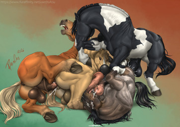 anal anal_penetration animal_genitalia animal_penis anus balls big_balls big_penis bodily_fluids cum cum_in_ass cum_inside cum_on_face cum_on_self equine_anus equine_genitalia equine_penis feral feral_on_feral flared_penis foursome frottage genital_fluids genitals group group_sex hooves huge_balls huge_penis licking male male/male mane medial_ring muscular muscular_feral muscular_male oral penetration penile penile_penetration penis penis_in_ass penis_lick penises_touching puffy_anus sex tongue vein veiny_penis rufciu equid equine horse mammal hi_res