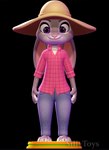 3d_modeling 3d_print anthro arms_down bottomwear clothed clothing denim denim_bottomwear denim_clothing ears_down farmer female grey_body hat headgear headwear jeans looking_straight pants pivoted_ears smile solo sillytoys disney zootopia judy_hopps lagomorph leporid mammal rabbit 3d_(artwork) digital_media_(artwork) hi_res