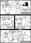 anthro claws clothing dialogue kerchief open_mouth shadow smile text torn_clothing arania naruto gai_(naruto) hinata_hyuga kurama rock_lee canid canine fox mammal whisp comic english_text monochrome