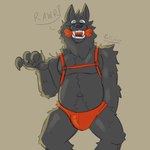 anthro black_body black_fur bulge dog_toy fur leash male solo toy palister35 canid canine canis domestic_dog mammal 1:1 hi_res