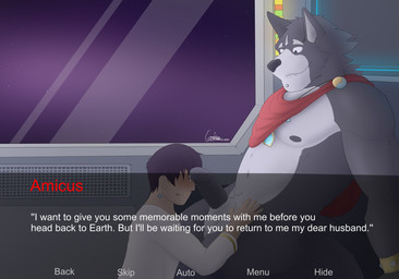 anthro balls biceps biped black_body black_fur black_hair black_nipples black_penis blue_eyes blush bodily_fluids body_hair bracelet cape claws clothed clothing detailed_background dialogue duo erection facial_piercing fangs fur genital_fluids genitals grey_body grey_fur hair happy happy_trail human_on_anthro humanoid_genitalia humanoid_penis imminent_oral imminent_sex interspecies jewelry labret_piercing larger_male lip_piercing looking_down male male/male married_couple multicolored_body multicolored_fur musclegut muscular muscular_male navel necklace nipples nude oral pecs penis piercing precum romantic romantic_ambiance romantic_couple royalty sex shirt sitting size_difference smaller_male smile space spacecraft star teeth text tongue tongue_out topless topwear two_tone_body two_tone_fur user_interface vehicle greykenny_wolfz_(artist) adastra adastra_(series) echo_project amicus_(adastra) marco_(adastra) canid canine canis human mammal wolf 2020 digital_media_(artwork) english_text hi_res