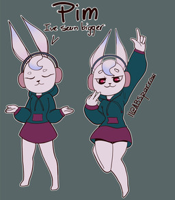 anthro barefoot black_nose bottomwear clothing dialogue electronics eyelashes featureless_feet feet female fur green_clothing green_hoodie green_topwear grey_background head_tuft headphones hoodie looking_at_viewer purple_bottomwear purple_clothing purple_skirt red_eyes simple_background skirt solo text thick_thighs topwear tuft white_body white_fur wide_hips bluesparrow lagomorph leporid mammal rabbit hi_res