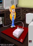 1989 3_toes amiga_(computer) amiga_family anthro artist_name barefoot blonde_hair blue_clothing blue_eyes chip_'n_dale_rescue_rangers clothed clothing commodore_international computer_mouse crt detailed_background digital_media_(artwork) disney electronics eric_schwartz feet female fully_clothed fur gadget_hackwrench hair mammal monitor mouse mousepad murid murine non-square_pixels pink_nose pixel_(artwork) plantigrade rodent solo sparkles tan_body tan_fur toes