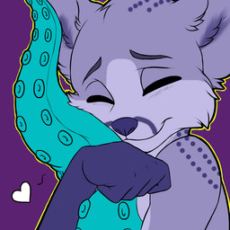 fur hug intersex maleherm purple_body purple_fur tentacles teraunce genet mammal viverrid 1:1 maleherm_(lore)