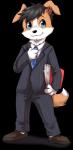 anthro black_hair blue_eyes blue_necktie bottomwear business_suit clothed clothing footwear fully_clothed fur hair male multicolored_body multicolored_fur necktie pants ring_binder shoes solo suit two_tone_body two_tone_fur maruyama_(artist) tenshoku_safari coronta_(tenshoku_safari) border_collie canid canine canis collie domestic_dog herding_dog mammal pastoral_dog sheepdog alpha_channel official_art