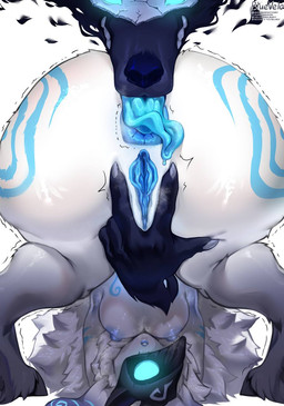 5_fingers anal anthro anus areola bent_over big_butt black_nose blue_anus blue_areola blue_nipples blue_tongue blue_vulva butt claws disembodied_hand duo female finger_claws fingers floating_head_creature fur fur_markings genital_focus genitals glistening glistening_body hooves male male/female male_rimming_female markings mask motion_lines nipples oral rear_view rimming rimming_female sex simple_background spread_vulva spreading steam text thick_thighs tongue upside_down vulva vulva_focus wearing_mask white_background white_body white_fur bluevelo league_of_legends riot_games tencent kindred_(lol) lamb_(lol) wolf_(lol) bovid canid canine canis caprine mammal sheep wolf 2026 digital_media_(artwork) hi_res url watermark