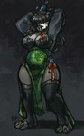 2024 accessory anthro bear big_breasts black_lips blizzard_entertainment breasts clothing curvy_figure dress female flower flower_in_hair hair hair_accessory hi_res legwear lips mammal marcie_montis pandaren plant solo stockings thick_thighs toeless_legwear voluptuous warcraft wide_hips