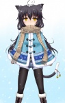 accessory ahoge bell black_clothing black_hair black_legwear blush bobby_pin boots bottomwear clothing fastener female footwear furgonomics hair hair_accessory hairclip handwear legwear long_hair mittens outside pantyhose parallel_clips pin_(fastener) plaid pupils scarf shoes shorts simple_background slit_pupils snow snowing solo tail tail_accessory tail_bell white_background winter yellow_eyes young shimo_(depthbomb) animal_humanoid cat_humanoid felid felid_humanoid feline feline_humanoid humanoid mammal mammal_humanoid