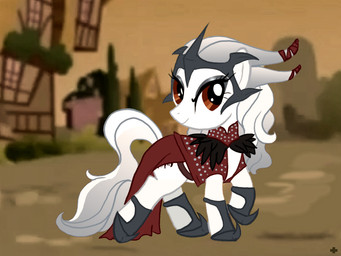 armor clothing crown dress female feral grey_eyes hair headgear red_hair screencap screencap_background solo tail toony unknown_artist bioware dragon_age electronic_arts friendship_is_magic hasbro my_little_pony flemeth_(dragon_age) equid equine horse mammal pony crossover
