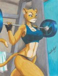 abs anthro athletic athletic_female big_breasts bra breasts clothing exercise female fitness gym muscular muscular_female solo sports_bra underwear weightlifting workout workout_clothing ravernclouk valerie_(grizzlygus) cougar felid feline mammal hi_res traditional_media_(artwork)