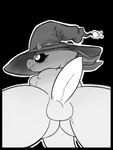 balls butt clothing flower genitals hat headgear headwear horn imminent_facesitting looking_away male non-mammal_balls penis plant pupils slit_pupils solo tapering_penis wizard_hat worried panthera_cantus mulvan_treehugger kobold scalie greyscale hi_res monochrome