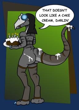 animal_mask anthro beak_mask big_butt birthday birthday_cake blue_claws blue_glow blue_nipples bodily_fluids breasts bubble_butt butt cake candle claws clothing cum cum_on_butt cum_on_tail dessert digitigrade eyewear feet female fingers food furgonomics genital_fluids glowing glowing_eyes goggles grey_body grey_scales grey_stripes legwear long_legs long_tail looking_at_viewer looking_back looking_back_at_viewer markings mask medium_breasts nipples nude nude_anthro nude_female nun nun_veil nylon nylon_stockings nylons paws plague_doctor plate scales simple_background smile smiling_at_viewer solo speech_bubble stockings striped_arms striped_back striped_body striped_markings striped_tail stripes tail tail_clothing tail_markings tail_stocking tapering_tail teeth text toe_claws toes translucent translucent_clothing translucent_legwear translucent_stockings janek5 allosaurid allosauroid allosaurus anthrosaur dinosaur prehistoric_species reptile saurischian scalie theropod absurd_res alpha_channel english_text hi_res