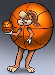 anthro ball basketball basketball_costume clothing costume female holding_ball holding_object simple_background smile solo standing vixdojofox looney_tunes warner_brothers lola_bunny lagomorph leporid mammal rabbit