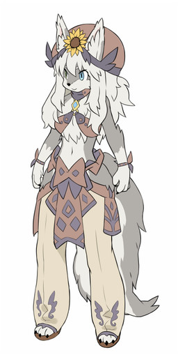 anthro bra chest_tuft clothing countershade_face countershade_legs countershade_tail countershade_thighs countershade_torso countershading diamond_(gem) female flower fur gem gloves_(marking) grey_body grey_fur hair hat headgear headwear inner_ear_fluff kemono long_hair markings plant solo sunflower tail tuft underwear white_hair wkar 1:2 2012