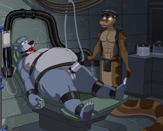 anthro apode bdsm clothing duo hypnosis hypnotic_eyes jacket leather leather_clothing leather_jacket leather_topwear legless machine male male/male medical_instrument milking_machine mind_control nipple_piercing nipple_ring nipples obese obese_male overweight overweight_male penile penis_milking piercing questionable_consent restrained restrained_arms restrained_feet restrained_legs restraining_table restraints ring_piercing scientific_instrument serpentine topwear dgemporium the_jungle_book baloo kaa_(jungle_book) bear draconcopode mammal naga python reptile scalie snake 5:4 absurd_res hi_res