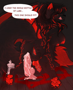 anthro anus areola balls barefoot black_balls black_body black_fur black_hair breasts butt claws dialogue dildo dipstick_tail feet floor fur genitals hair herm herm_anthro highlights_(coloring) intersex intersex_anthro knot knotted_dildo knotted_penis licking licking_lips lube lube_bottle lube_on_dildo markings membrane_(anatomy) membranous_wings multicolored_body multicolored_fur nipples nude nude_herm nude_intersex occult_symbol pawpads paws penis pentagram presenting presenting_hindquarters red_anus red_areola red_body red_claws red_fur red_highlights red_knot red_nipples red_pawpads red_penis red_tail_tip red_vulva red_wings ridged_knotted_penis ridged_penis sex_toy solo speech_bubble symbol tail tail_markings text tongue tongue_out two_tone_body two_tone_fur two_tone_tail vulva wings wood wood_floor barkie iggy_(kingignis) canid canine fox mammal succubus 2024 english_text hi_res