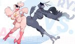 action_pose action_scene anthro beach beak big_breasts big_butt bikini bikini_bottom bikini_thong bikini_top black_body black_feathers black_hair breast_squish breasts butt butt_slam closed_beak clothing duo ear_piercing ear_ring eyebrows eyelashes feathers feet female fight gold_bikini hair huge_breasts long_hair looking_at_another looking_back mouth_closed navel non-mammal_breasts piercing pink_body pink_feathers pink_hair pose pouting red_bikini red_bikini_bottom red_bikini_top red_clothing red_swimwear ring_piercing sea slightly_chubby slightly_chubby_anthro slightly_chubby_female smug smug_face squish swimwear tail tail_feathers talons thick_eyebrows thick_thighs toes two-piece_swimsuit water wet wet_body wide_hips winged_arms wings yellow_eyes doodledox aza_(doodledox) ryz_harlok avian bird passerine 2025 colored full-length_portrait hi_res portrait shaded