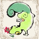 ambiguous_gender feral flower green_body object_in_mouth plant simple_background solo tail yellow_eyes otiksimr nintendo pokemon generation_3_pokemon lizard pokemon_(species) reptile scalie treecko 2024 low_res