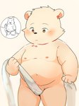 anthro asian_clothing belly blush clothing east_asian_clothing fundoshi japanese_clothing male navel nipples overweight slightly_chubby solo underwear young young_anthro tongmung24 bear mammal 2022 3:4 absurd_res hi_res