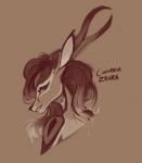 anthro bare_shoulders brown_background female simple_background solo cacuu zahra_(airheart) antelope bovid gazelle mammal brown_theme bust_portrait portrait sketch