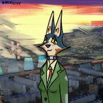 anthro blue_body blue_eyes blue_fur clothed clothing collar cosplay female fur inner_ear_fluff looking_at_viewer multicolored_body multicolored_fur necktie orange_body orange_fur photo_background solo topwear tuft yellow_sclera brewfilter disco_elysium 15_(brewfilter) harrier_du_bois canid canine canis fox grey_fox mammal urocyon 1:1 2024 digital_drawing_(artwork) digital_media_(artwork) half-length_portrait hi_res photography_(artwork) portrait