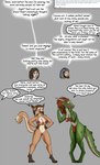 2017 after_transformation amber_eyes anthro argonian ask_blog bethesda_softworks big_breasts bikini black_claws blue_eyes braided_hair breasts brown_eyes brown_hair brown_markings claws clothed clothing comic countershading dipstick_ears ear_markings english_text felid feline female finger_claws footprint fur gloves_(marking) green_body green_scales hair hi_res horn human inner_ear_fluff khajiit leg_markings lifts-her-tail male mammal markings microsoft multicolored_ears navel pawprint pawprint_(marking) pink_nose pupils pussywillow_moonsugar red_claws red_hair reptile scales scalie skimpy slit_pupils socks_(marking) speech_bubble string_bikini swimwear tan_body tan_fur text the_elder_scrolls the_lusty_argonian_maid toe_claws tuft valsalia yellow_eyes