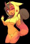 anthro biped breasts clothed clothing costume female hoodie horn midriff navel one_eye_closed open_mouth panties pikachu_hoodie pokemon_costume print_clothing simple_background solo standing tail tail_mouth topwear transparent_background under_boob underwear unusual_anatomy unusual_tail wink zyira nintendo pokemon jax_(hipsterprince) generation_1_pokemon pikachu pokemon_(species) tailmouth_(species) unknown_species 2016 alpha_channel digital_media_(artwork) hi_res portrait three-quarter_portrait