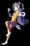 5_fingers anthro barefoot biped black_background blue_eyes clothed clothing digitigrade feet female fingers grey_hair hair simple_background smile solo rikitoka canid canine canis domestic_dog mammal 2015 hi_res