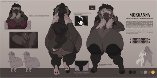 4_horns 5_fingers anthro anus areola big_areola big_breasts big_butt big_nipples biped black_areola black_hair bodily_fluids border bottomless bra bra_only breastmilk breasts butt clothed clothing color_swatch curled_horn dewclaw_hooves digit_ring duo ear_piercing eyes_closed female finger_ring fingers front_view genitals grey_hair hair hooves horizontal_pupils horn huge_areola huge_breasts huge_butt huge_nipples huge_thighs hyper hyper_breasts innie_vulva inverted_nipples jewelry lactating lips milk multi_horn multiple_outfits nipples nude piercing pupils purple_bra purple_clothing purple_underwear rear_view side_view solo thick_bottom_lip thick_thighs underwear underwear_only vulva white_border wide_hips wool_hair yellow_eyes conditional_dnp oouna morganna_(zwerewolf) zal_(zwerewolf) bovid caprine domestic_sheep hybrid jacob_sheep mammal sheep valais_blacknose hi_res model_sheet