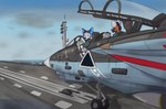 aircraft aircraft_carrier airplane anthro black_hair blue_body blue_eyes blue_fur cascadia cockpit duo flag fur gesture hair hand_gesture inside_airplane male markings orange_body orange_fur sitting smile text thumbs_up vehicle white_body white_fur window millievonpuppo african_wild_dog canid canine fennec_fox fox mammal true_fox hi_res shaded signature